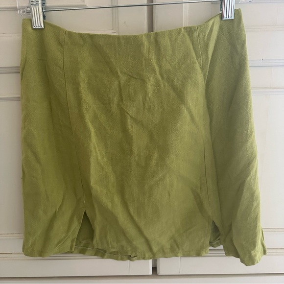 Nasty Gal Lime Green Linen Split Hem Pelmet Skirt - Picture 2 of 11